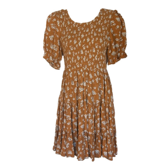 NEWBURY Kustom Floral Flouncy Dress Smocked at top tiered at bottom - Picture 1 of 3